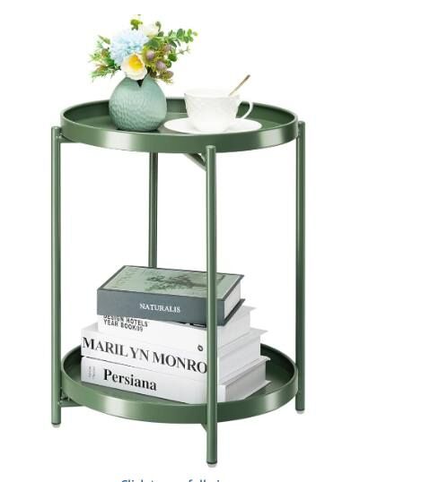 NEW - 2 Tier Metal Side Table with Removable Tray