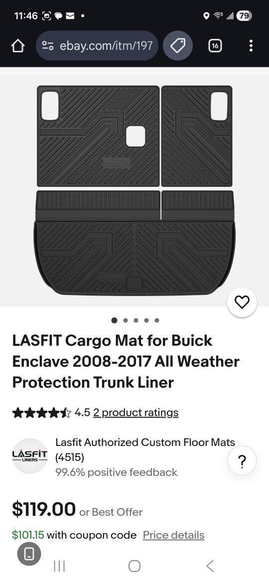 2007 -2017 cargo mats Enclave and Traverse