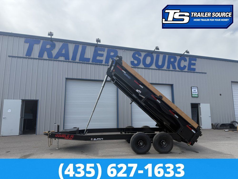 Double A Excel Series ELP 7x14 ft Dump Trailer 20" Sides 15.4K GVWR I-Beam Frame, Telescopic, Wireles Remote
