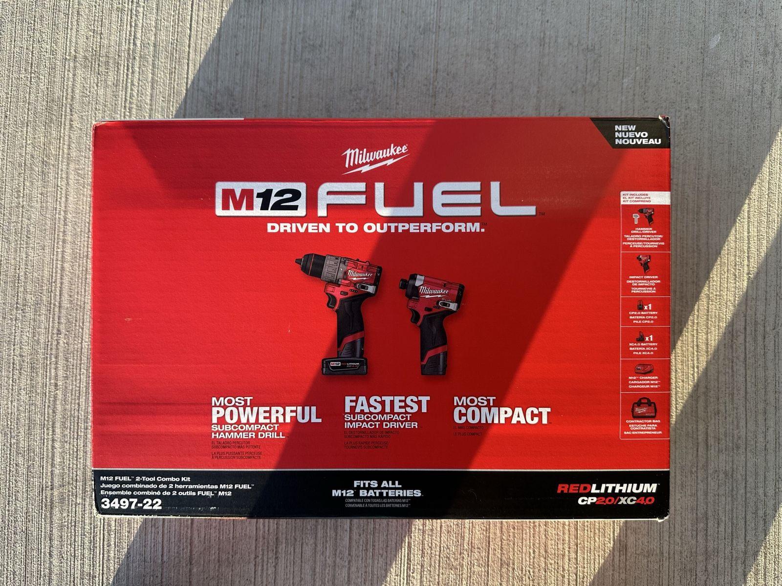 Milwaukee M12 FUEL 3497-22 2-Tool Combo Kit - 1/2" Hammer Drill & 1/4" Hex Impact Driver