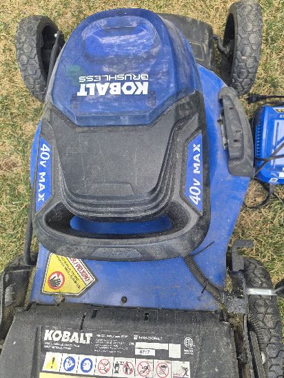 Kobalt 40V Max Lawnmower with new battery, Bag & Charger- Lawn Mower