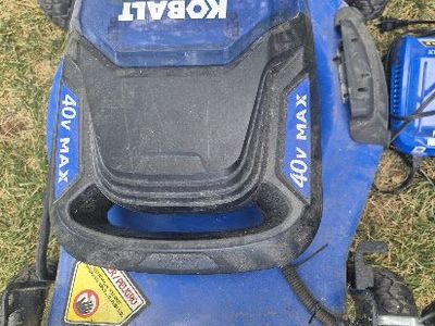Kobalt 40V Max Lawnmower with new battery, Bag & Charger- Lawn Mower