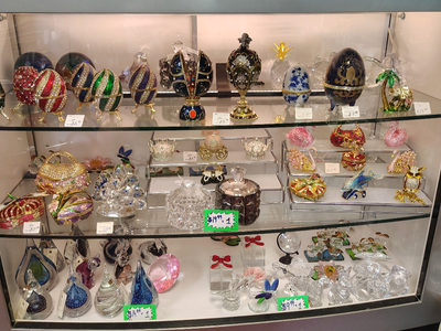 Rhinestone & Glass Figurines / Trinkets _ prices vary ( NEW ) owl, dog, dolphin, elephant, egg, swan, purse, dragonfly