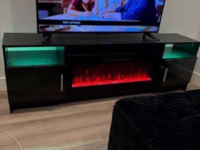 Black Electric Fireplace TV Stand / Entertainment Center