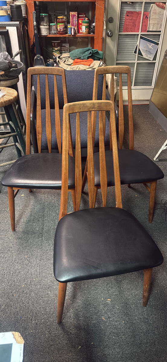 Set Of 3 Eva Teak Chairs Niels Koefoed for Koefoeds Hornslet, 1960s Denmark