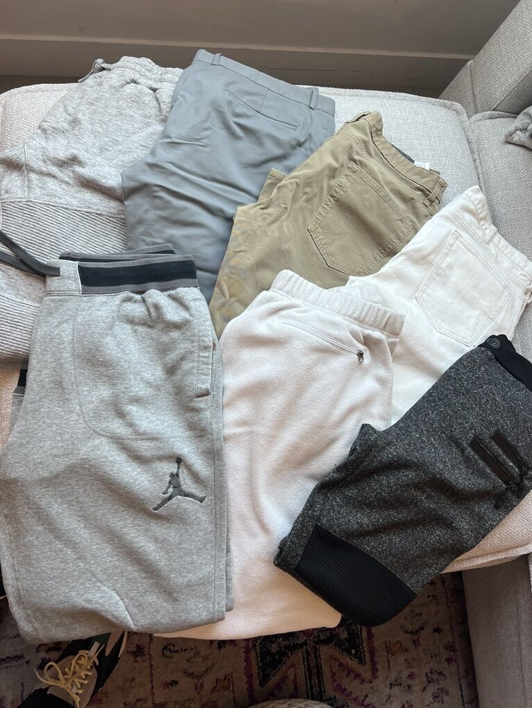 Men's Pants, 7 Pairs (L & XL) 34x30