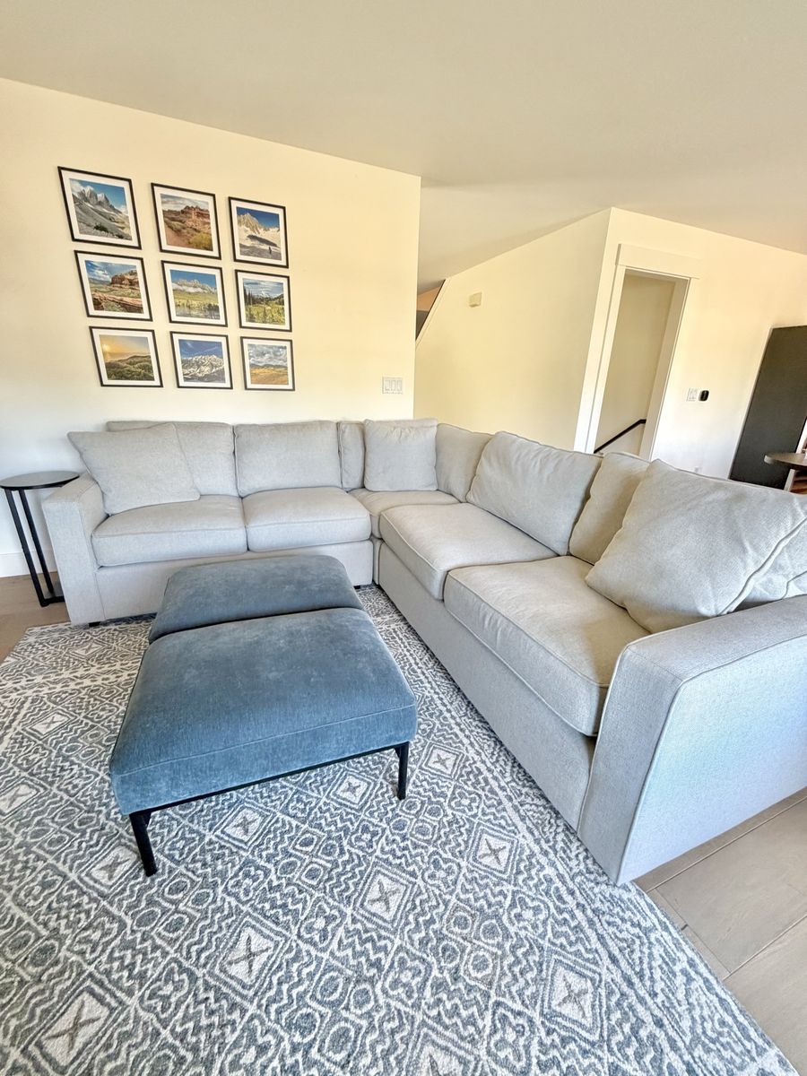 Modern Light Gray Fabric L Sectional Sofa