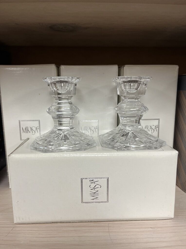 Mikasa Glass Candlesticks Lot