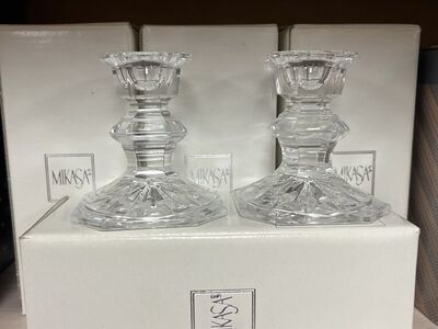 Mikasa Glass Candlesticks Lot