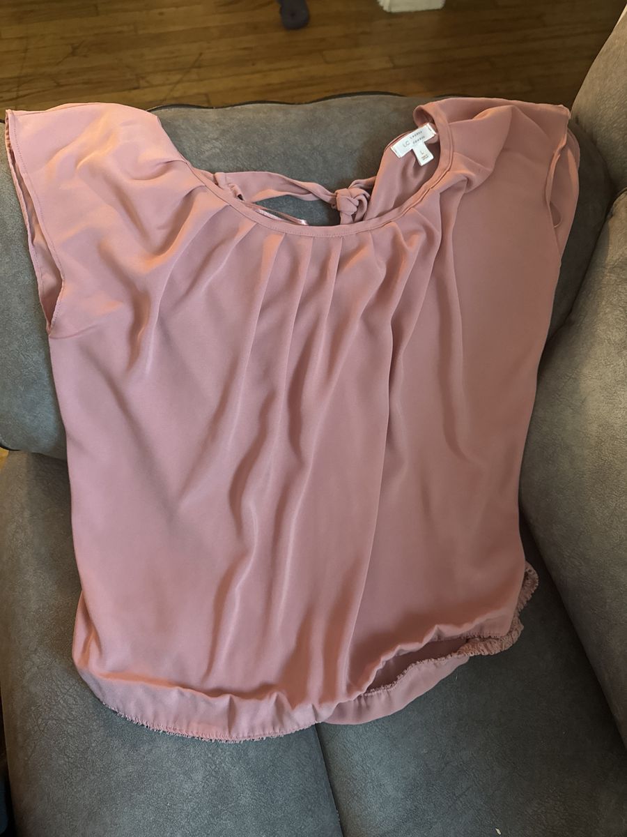 LC Lauren Conrad Women's Pink Short Sleeve Blouse - Size L