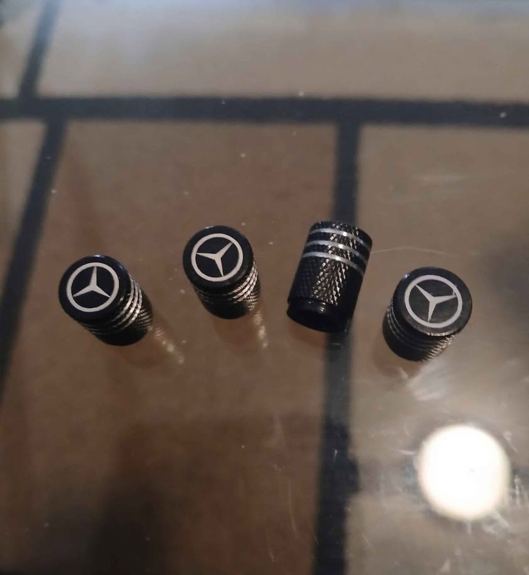 Mercedes-Benz Black Tire Valve Stem Caps Set of 4