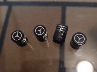 Mercedes-Benz Black Tire Valve Stem Caps Set of 4
