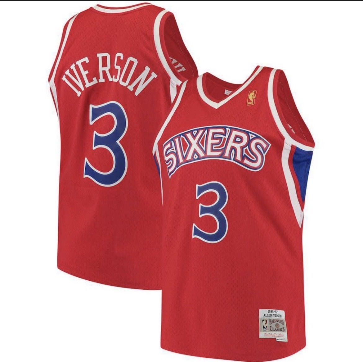 Allen Iverson #3 | L & XL | Philadelphia 76ers 1996/97 -  Swingman Jersey - Red | MOJ047