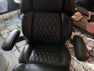 Black Ergonomic Office Chair with Diamond Stitching
