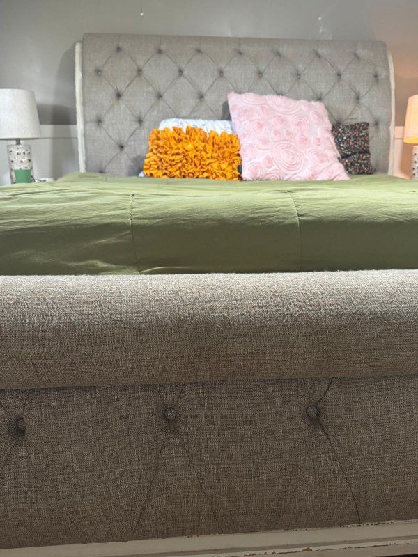 king sled bed grey/white