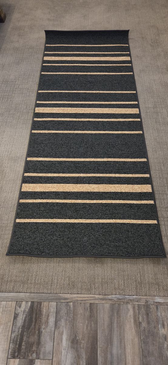 NEW! Ruggable Runner Rug 2’ x 7’ Washable - Stripe Pattern Tufted – Black & Natural Jute