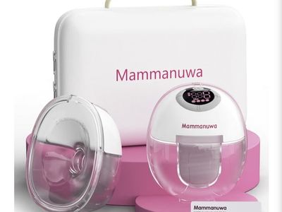 Mammanuwa Wearable Breast Pump with Max Suction 450mmHg, Double Fit Flange & LED Display