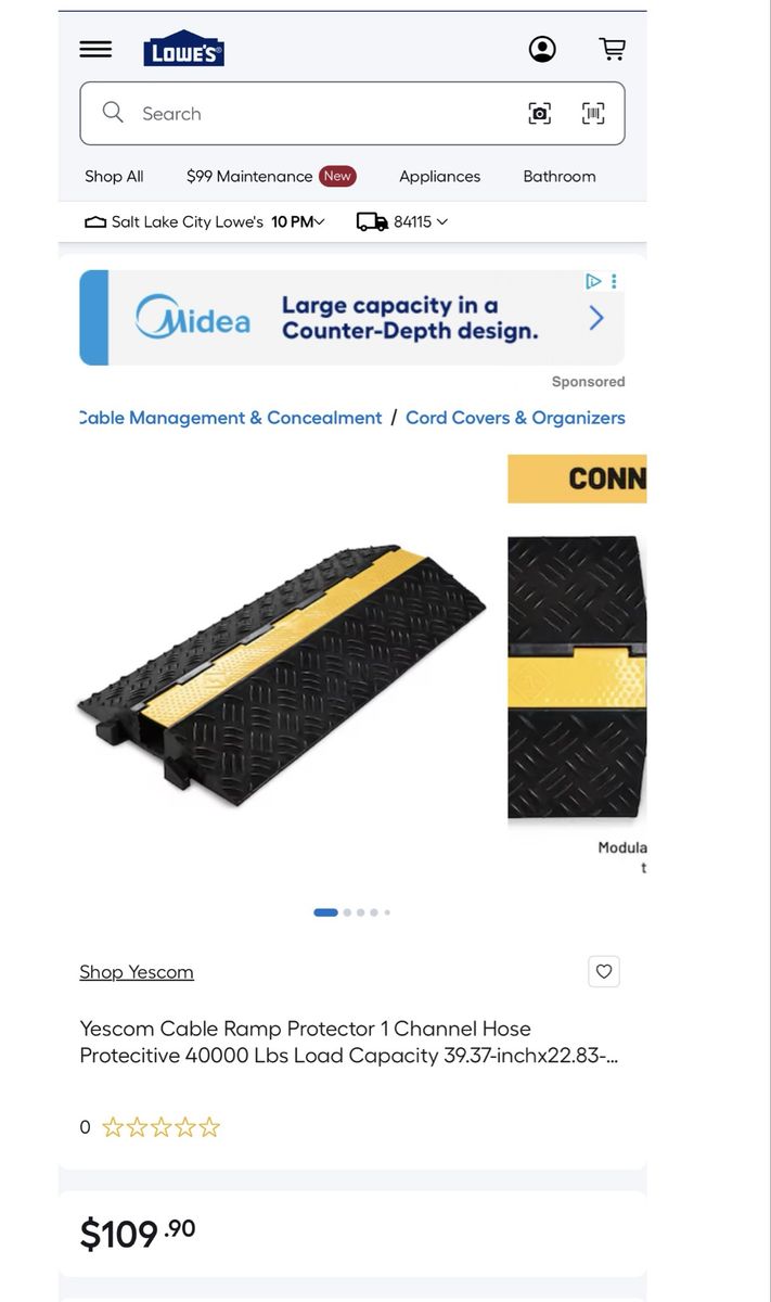 Yescom Cable Ramp Protector 1 Channel Hose Protective 40000 Lbs Load Capacity brand new