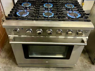 Sunmaki 36-Inch Slide-In Gas Range in Stainless Steel with Convection Oven