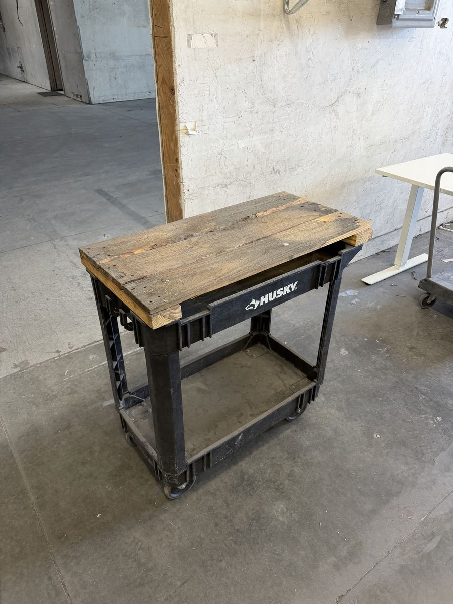 Husky Rolling Utility Cart with Wood Top
