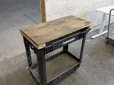 Husky Rolling Utility Cart with Wood Top