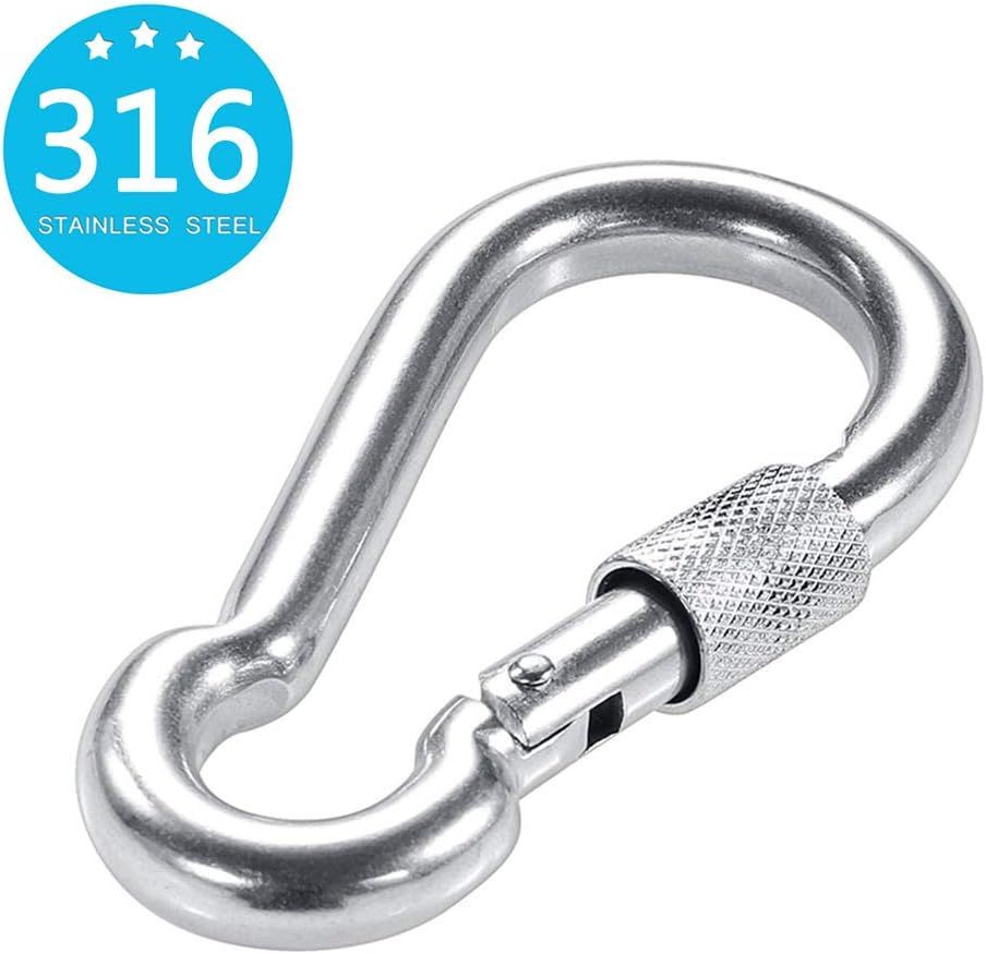 M10 (3.94" x 1.97") Locking Carabiners - Stainless Steel Marine Grade 316 (set of 2)