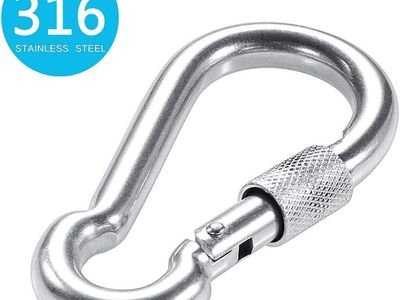 M10 (3.94" x 1.97") Locking Carabiners - Stainless Steel Marine Grade 316 (set of 2)