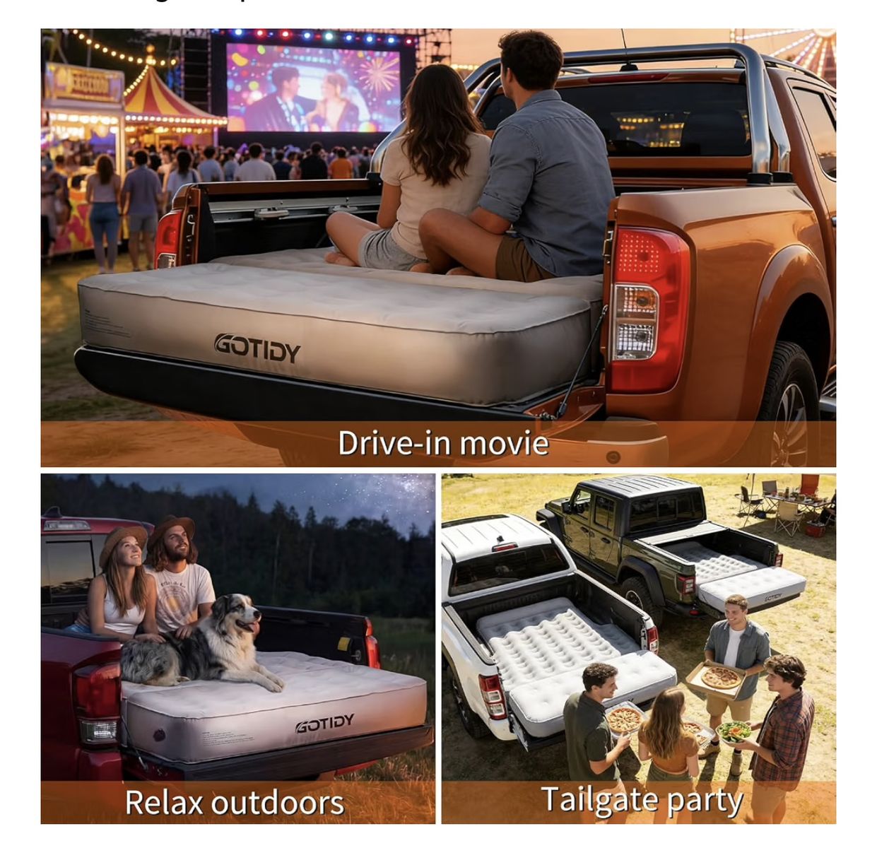 NEW GOTIDY Truck Bed Air Mattress 5-5.5ft with Tailgate Extender & Air Pump