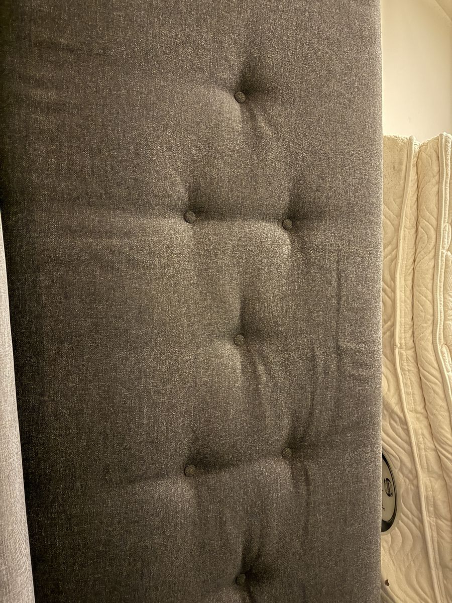 IKEA IDANÄS Upholstered Storage Bed Frame – Dark Gray, Tufted Headboard w/ Nailhead Trim