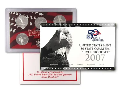 2007 U.S. Mint 50 State Quarters Silver Proof Set – 0.90 troy oz Silver