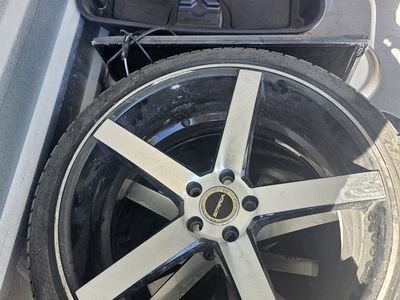 Strada Wheels and Tires Set 20-inch 5-Spoke Silver/Black Used