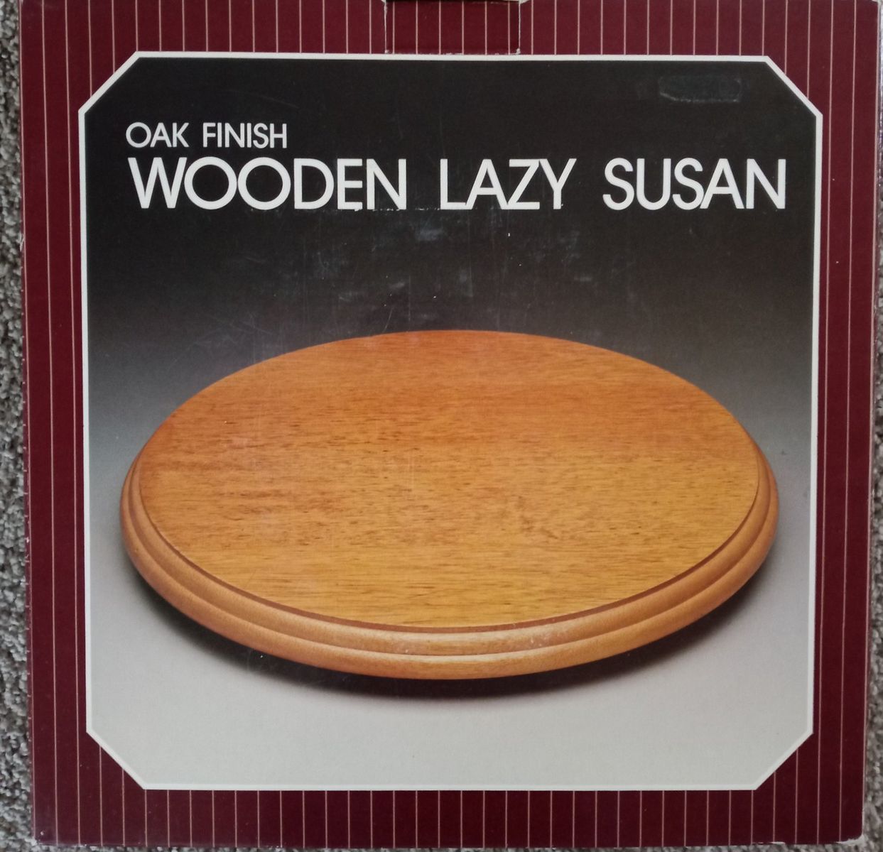 Oak Finish Wooden Lazy Susan Rotating Serving Tray
