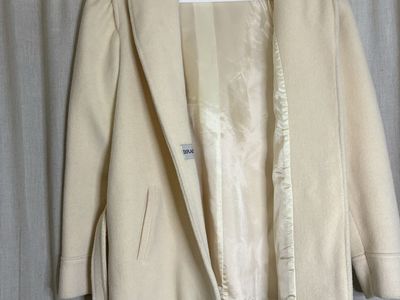 Cream Belted Wool Coat Jacket with Shawl Collar size 9/10