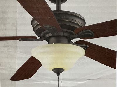 Hampton Bay Bronze 44” Ceiling Fan with 5 Reversible Dark Cherry/Walnut Blades Light Kit & optional remote control very quite!