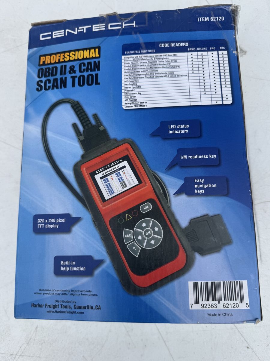 NEW CEN-TECH 62120 Professional OBD II & CAN Scan