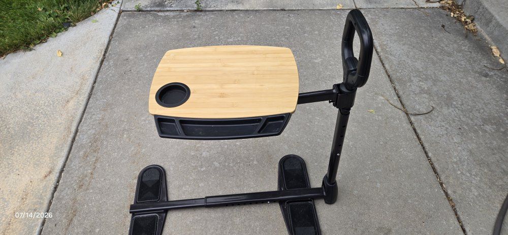 Adjustable chair Bamboo Swivel Tray Table and Cup Holder