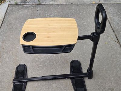 Adjustable chair Bamboo Swivel Tray Table and Cup Holder