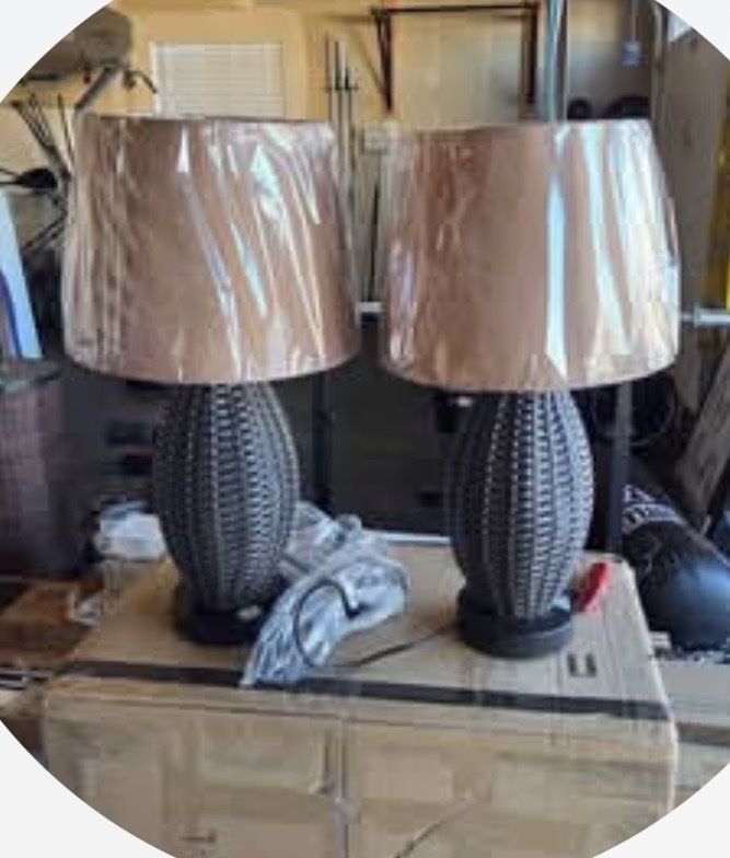 NEW- 2 outdoor lamps with shades. Bronze Finish price is for two