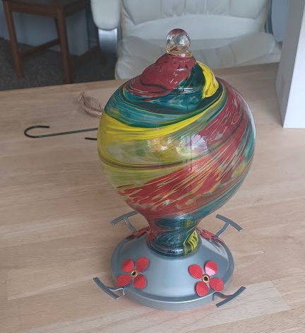 Handblown Glass Hummingbird Feeder (New)