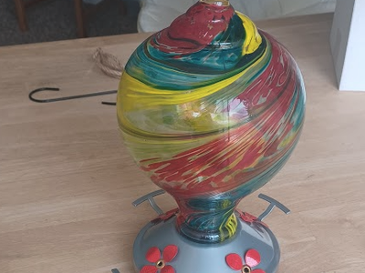 Handblown Glass Hummingbird Feeder (New)