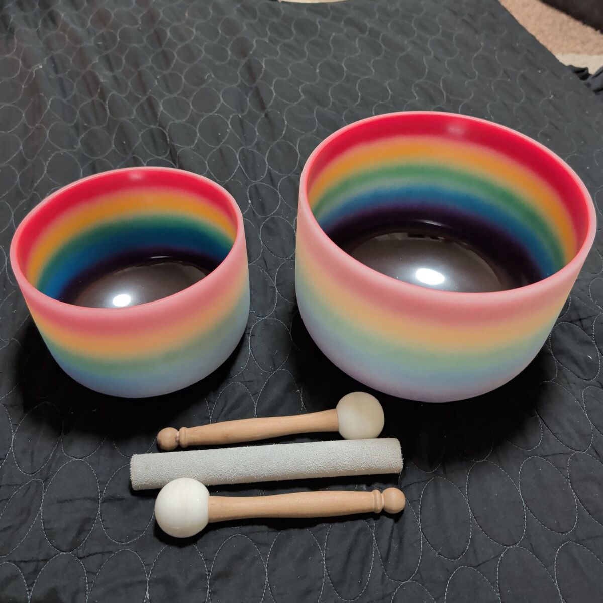 2 Crystal Singing Bowls 8in and 10in