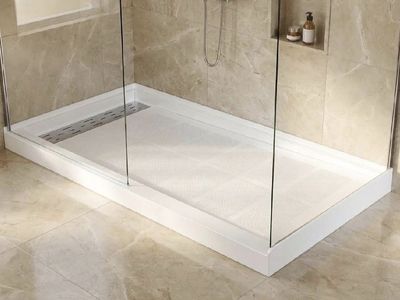 Shower Pan 60" x 36", Non-Slip Shower Base with Left Drain White