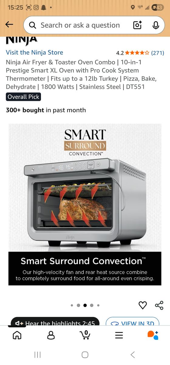 New Ninja smart prestige xl convection/air fryer