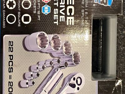 Power Torque 22-Piece 1/4" & 3/8" Drive Spline Socket Set GM4291