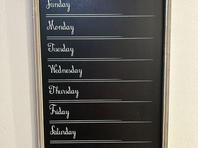 Weekly Chalkboard Calendar with Wooden Frame