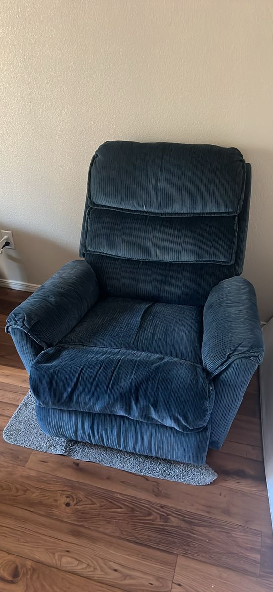 Comfy Blue Fabric Recliner Chair