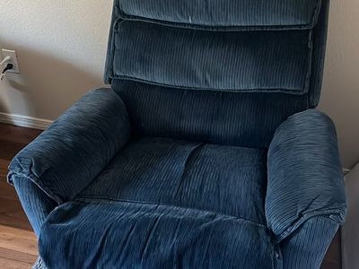 Comfy Blue Fabric Recliner Chair