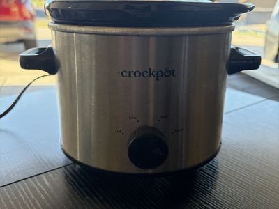 Crockpot Stainless Steel Slow Cooker - Small, Portable, Warm/Low/High Settings