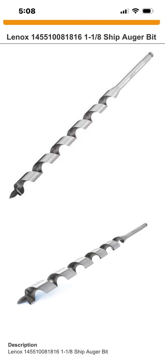 Lenox 1-1/8 Ship Auger Bit