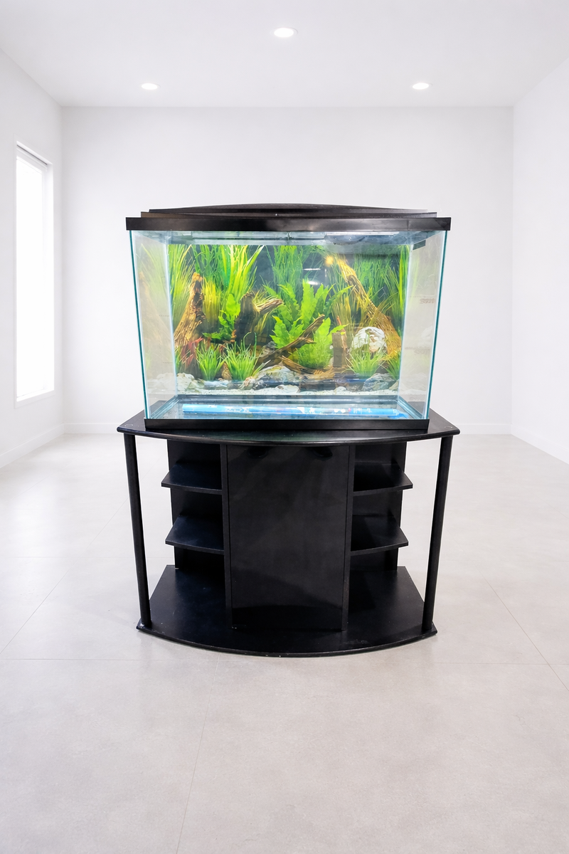 35 Gallon Large Aquarium w/ Stand – Tempered Glass Door & Storage – Clean, Solid Setup